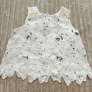 Elegant White Lace Sleeveless Top